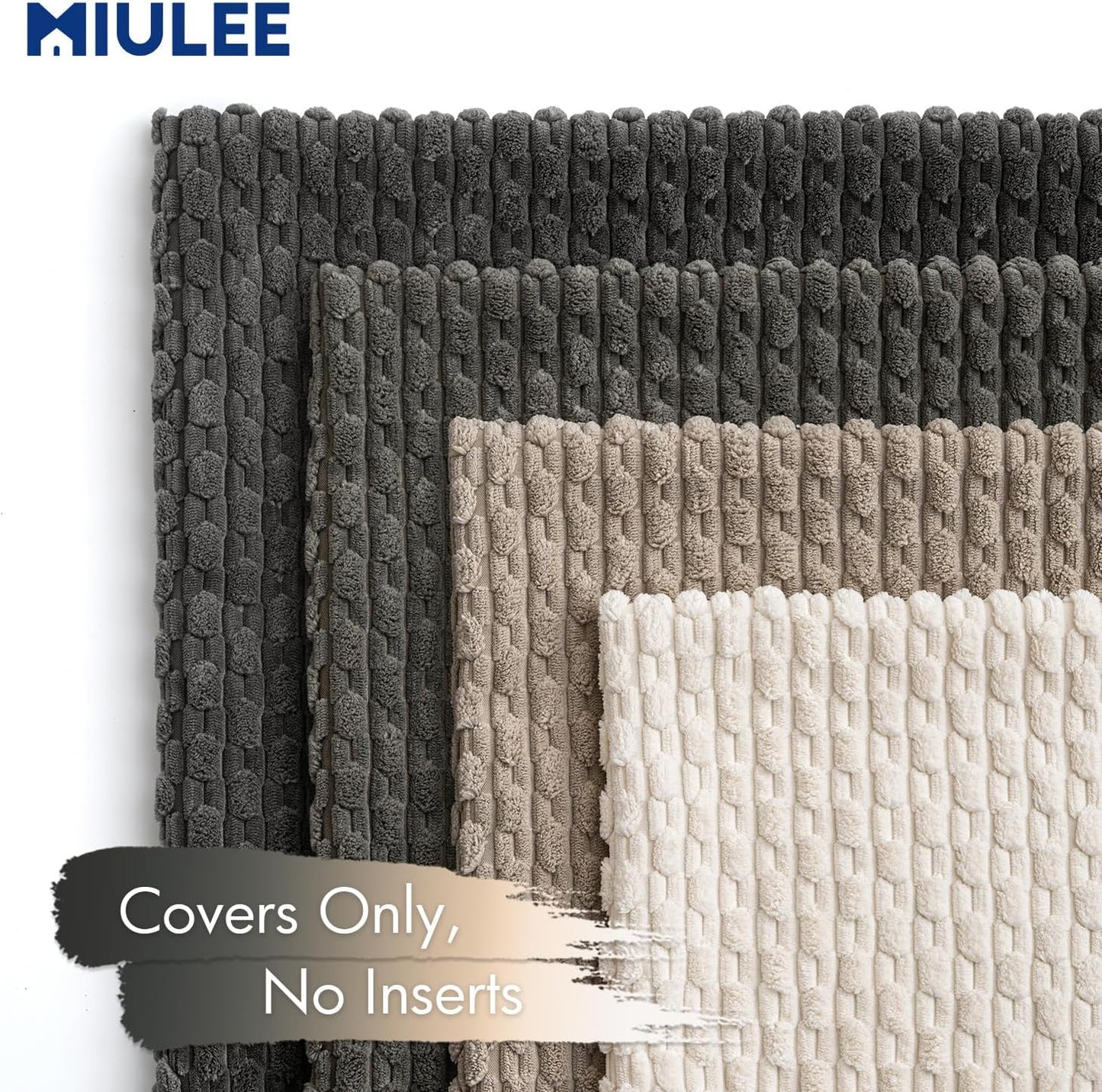 MIULEE Decorative Throw Pillow Covers - Soft Corduroy Striped Cushion Covers | Set of 4, 18x18 Inch, Neutral Grey