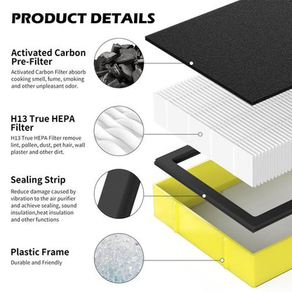 3 pack FLT4825 Filter B Replacement ＆ LB4000 Compatible with G-Guardian Filter B Purifier AC4825 AC4825E AC4300 AC4800 AC4900 AC4850, 3 HEPA Filters + 9 Carbon filters+ 1 lb4000 uv light bulb