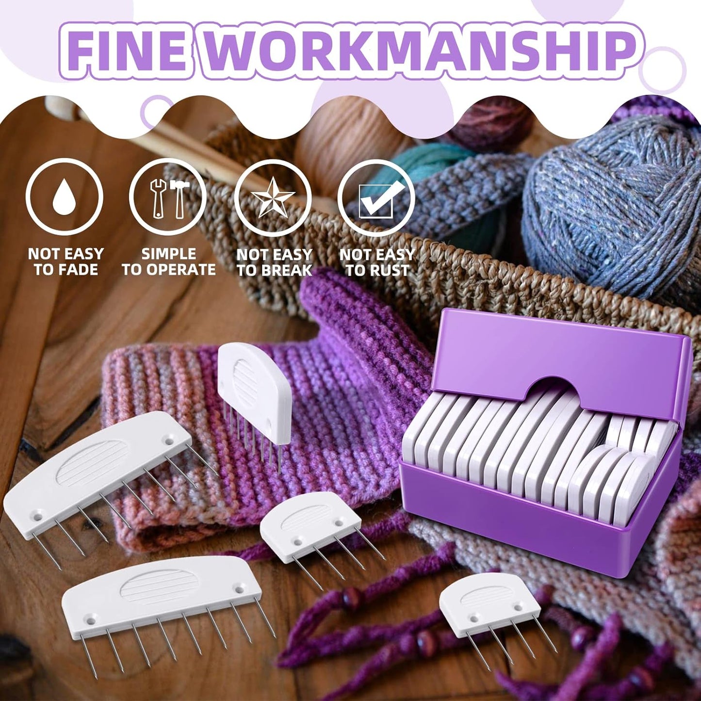 Skiennix Knit Blockers Kit - 20Pcs Blocking Combs for Knitting, Crochet & Lace Projects