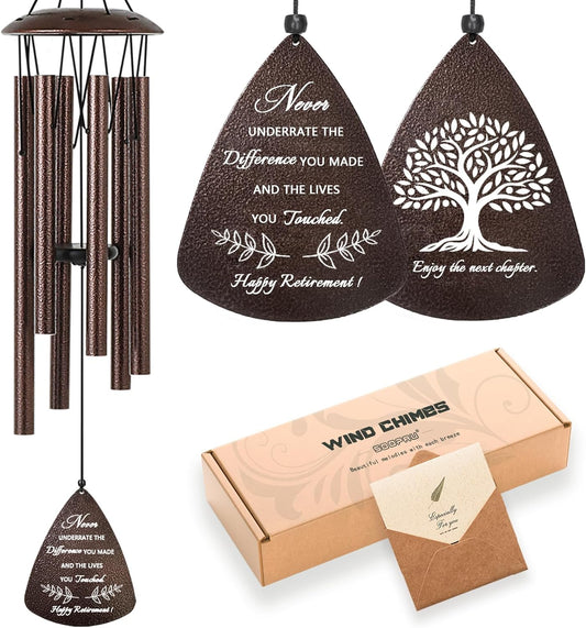 Soopau Wind Chimes - Thoughtful Retirement Gift for Women & Men | 32" Size for Colleagues & Friends