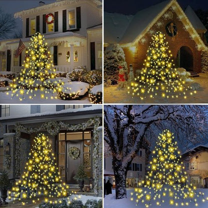 Easy Christmas Lights - 420 LED Waterfall Tree Topper | 8.2FT, 12 Lines, 8 Modes, Waterproof for 6FT Tree