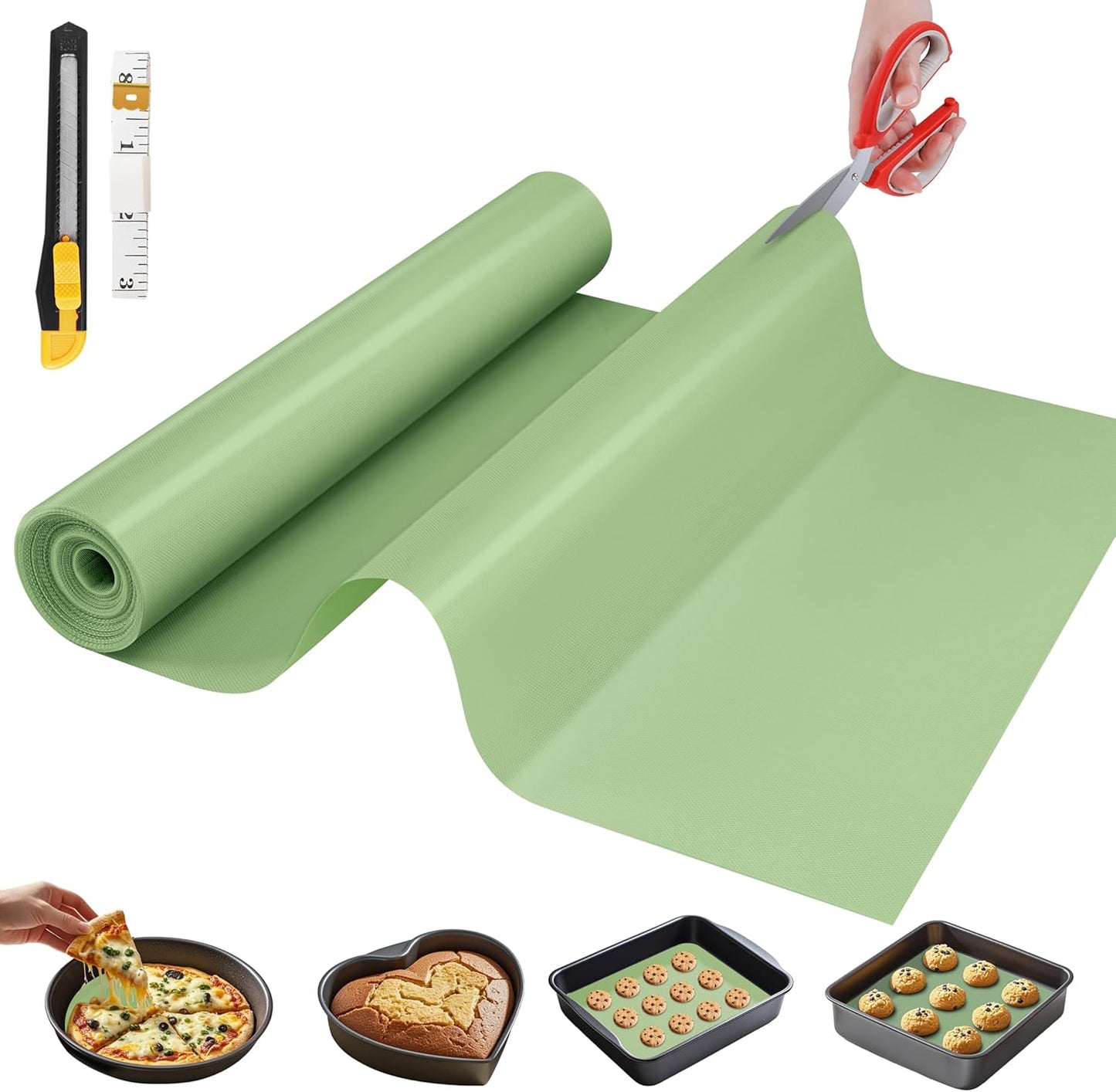 Silicone Baking Mat - Non-Stick Reusable Dough & Pastry Mat | 12 IN x 6 FT, Non-Slip Design for Air Fryer & Oven