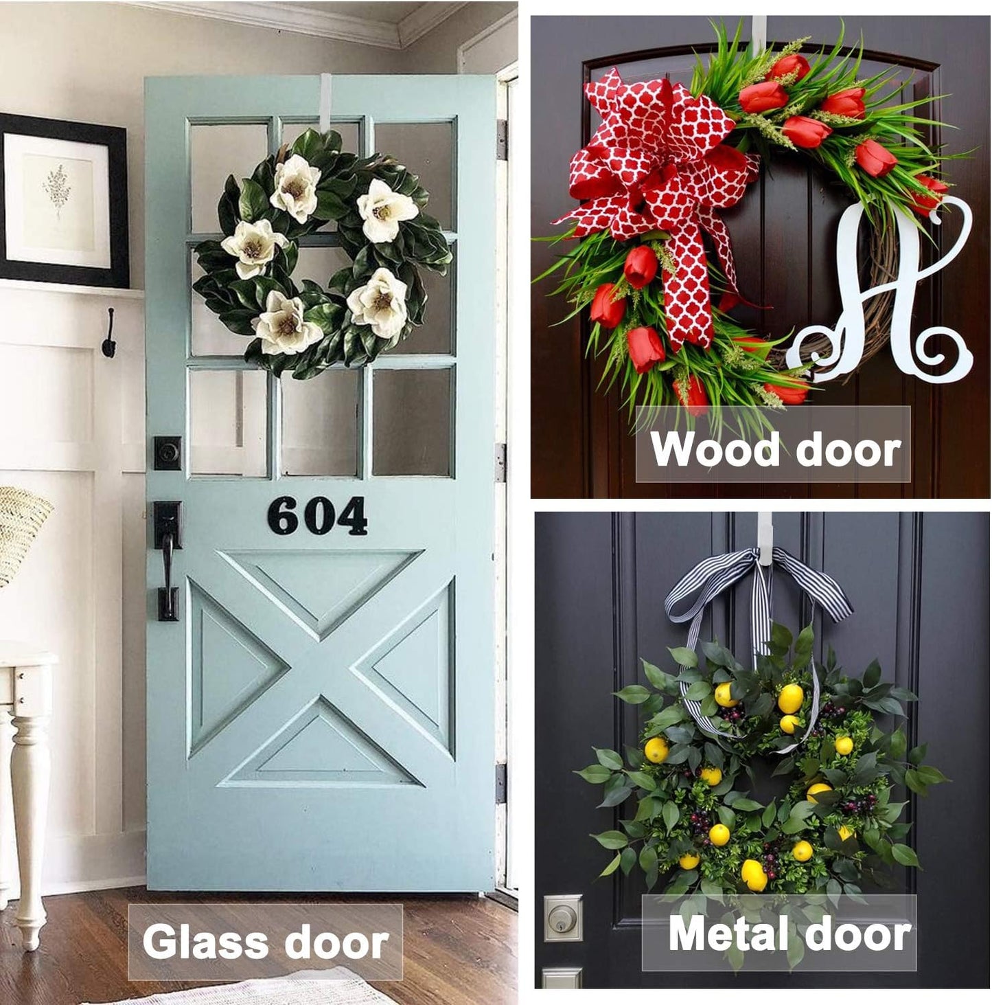 Adjustable Wreath Hanger by [Brand Name] - Over The Door Design, 15 to 25 Inches, Holds Up to 20 lbs | Perfect for Christmas Decor