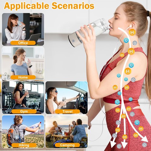 Hydrogen Water Bottle, Hydrogen Water Generator with Advanced SPE PEM Technology, High-Efficiency Portable 420ml Water Ionizer for Office, Travel, Fitness & Everyday Hydration