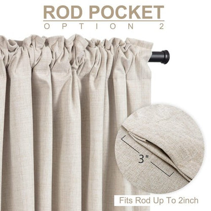 100% Blackout Shield Linen Blackout Curtains for Bedroom 72 Inches Long, Back Tab/Rod Pocket Living Room Drapes, Thermal Insulated Blackout Curtains 2 Panels Set, 50" W x 72" L,Cream