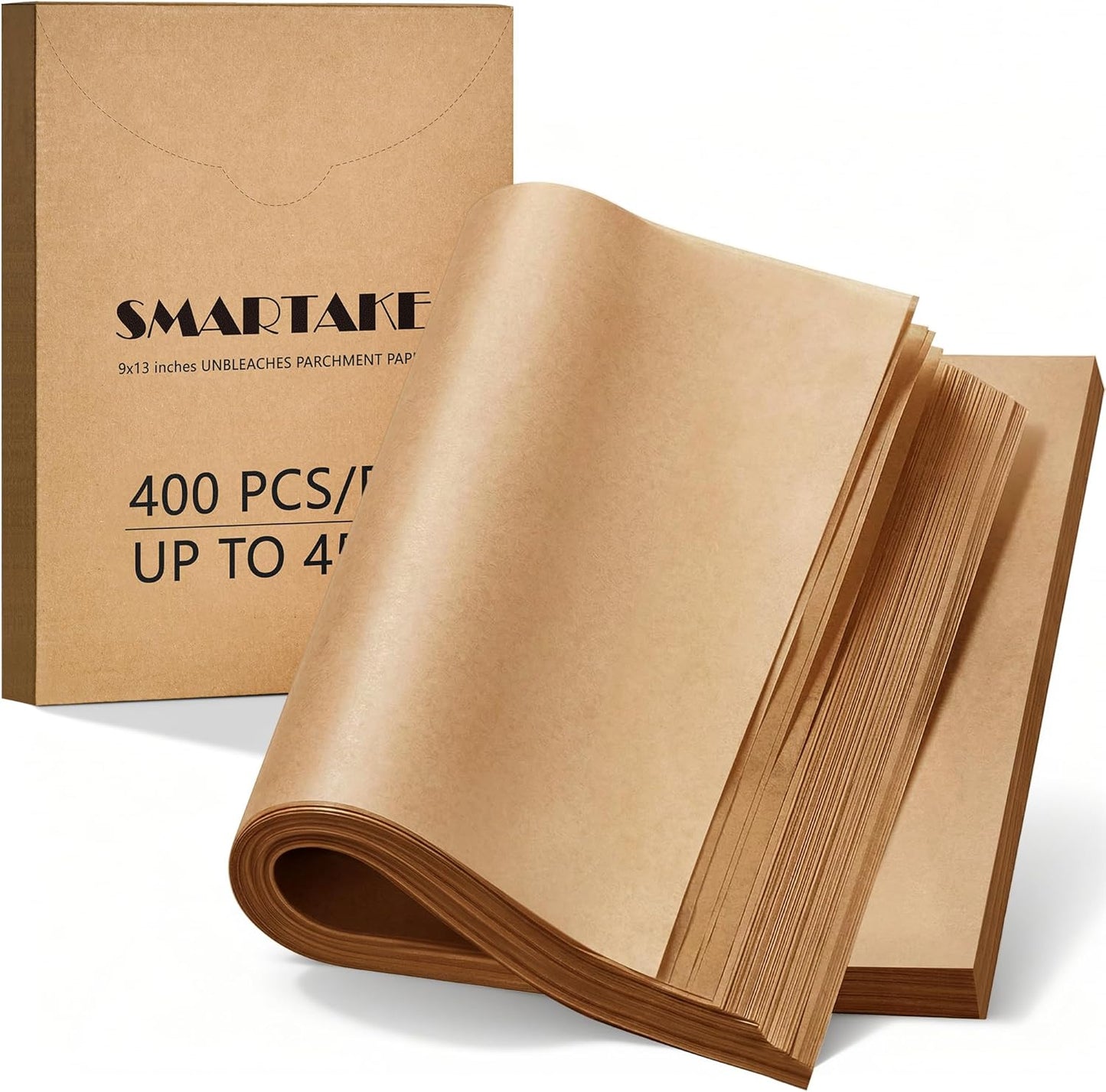 SMARTAKE Parchment Paper Baking Sheets - 400 Pcs Non-Stick Precut 9x13 Inches for Baking, Grilling & Air Frying