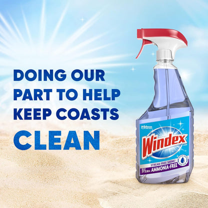 Windex Glass Cleaner Spray - Ammonia-Free Formula in 23 Fl Oz | Eco-Friendly Coastal Plastic Bottle