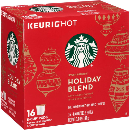 Starbucks Holiday Blend Medium Roast Ground Coffee K-Cups - 16 Count, 0.4 oz | Festive Flavor