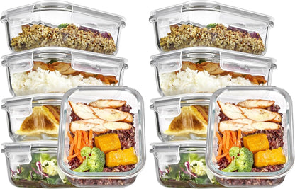 Vtopmart Glass Storage Containers - 22oz Meal Prep Set with Airtight Snap Lids | Grey (5-Pack)