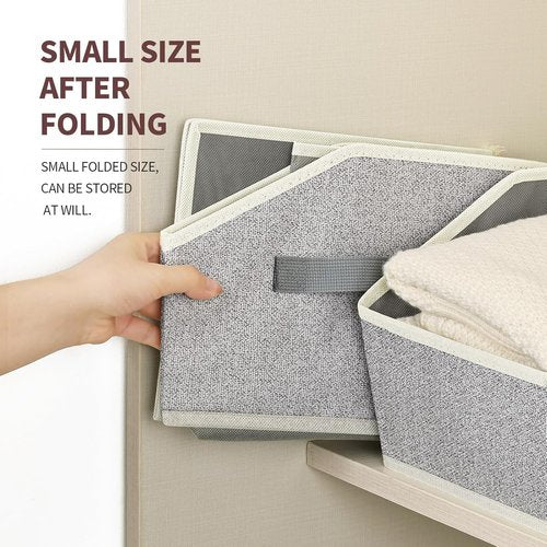 Homsorout Storage Bins - Large Trapezoid Closet Organizers with Handles | 6 Pack Light Gray Fabric Baskets