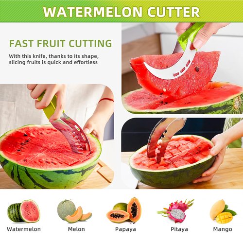 13Pcs Melon Baller Spoon Set,4 in 1 Stainless Steel Fruit Scooper Seed Remover Cutter, Peeler, 3 in 1 Avocado Slicer Tool,Fruit Cutters Shapes, Apple Slicer and Corer,Watermelon Knife,Green