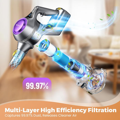 UML0 Cordless Vacuum Cleaner - 40Kpa Powerful Suction | 45 Mins Runtime, 1.6L Dust Box, Anti-Tangle