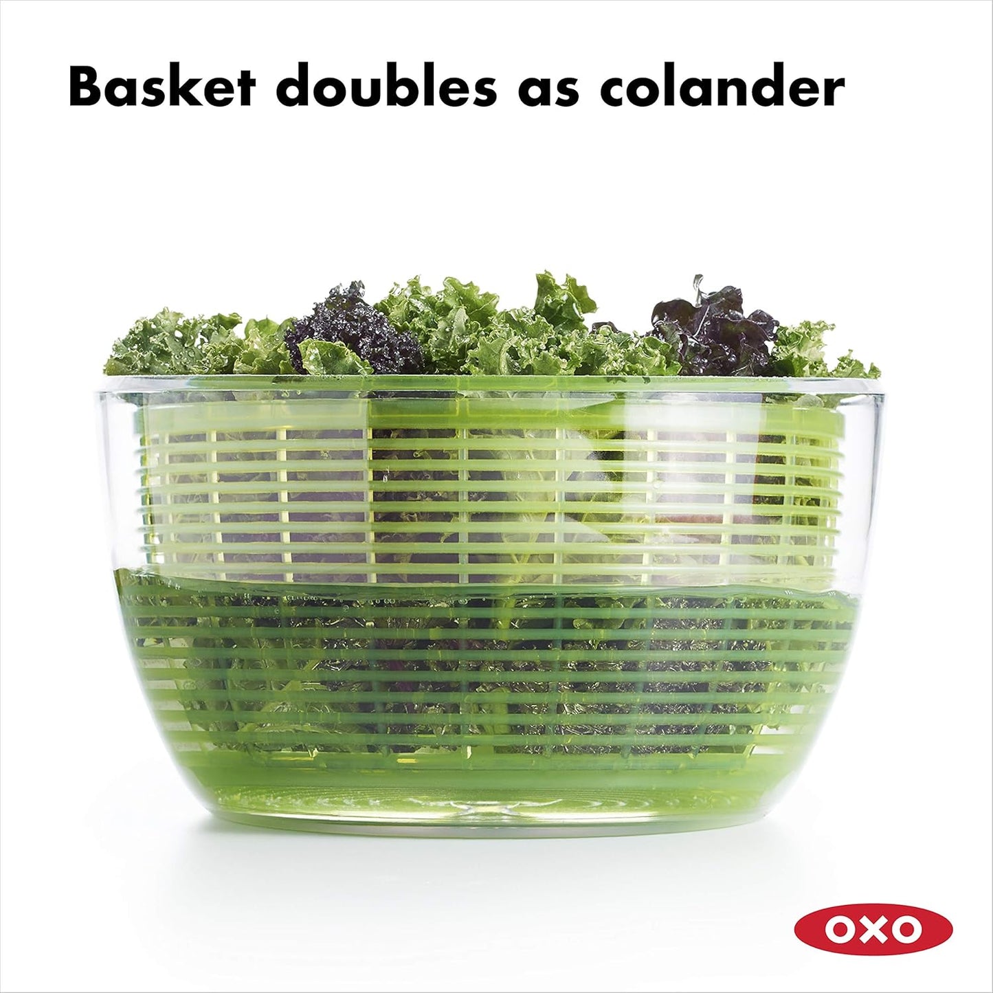 OXO Good Grips Salad Spinner - Large Green Lettuce & Fruit Washer, BPA-Free, Easy One-Hand Pump