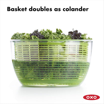 OXO Good Grips Salad Spinner - Large Green Lettuce & Fruit Washer, BPA-Free, Easy One-Hand Pump