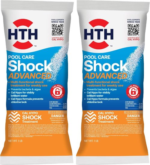 HTH Pool Shock - Cal Hypo Formula for Effective Swimming Pool Care | 1lb | Pack of 2