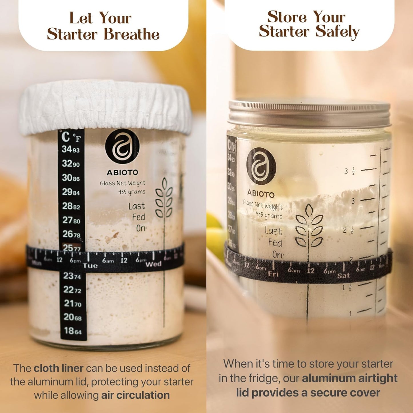 Skiennix Sourdough Starter Kit - Beginner-Friendly Baking Supplies with 10" Round & 11" Oval Banneton Baskets