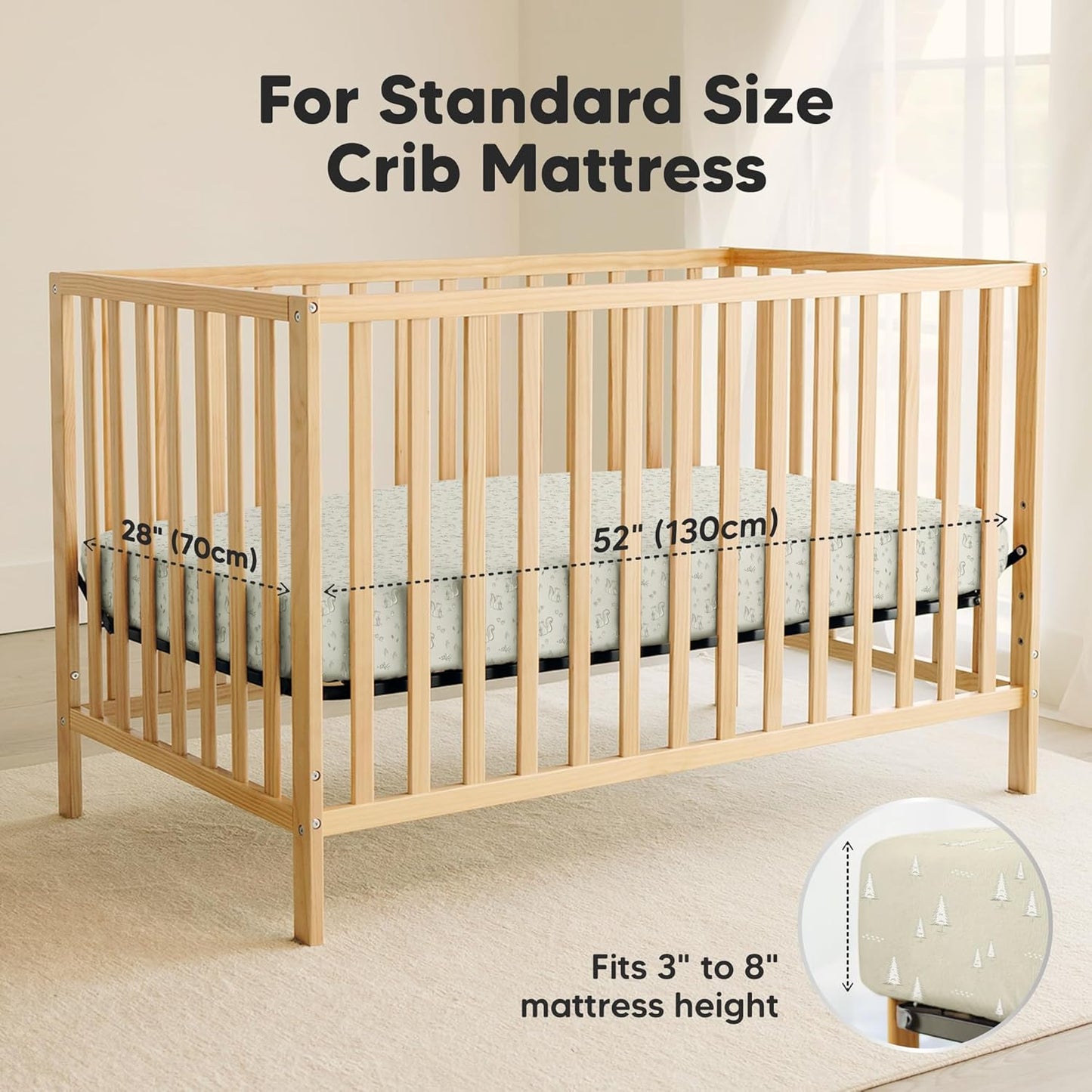Regine Switzerland 2-Pack Waterproof Crib Sheets - Organic Cotton, Soft & Durable, 52x28 for Boys & Girls