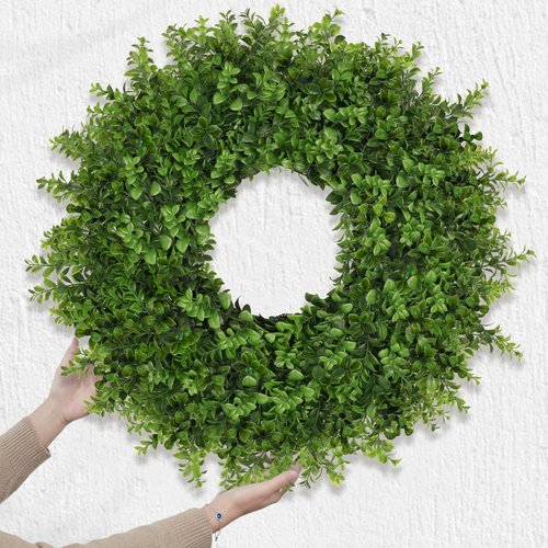 Boxwoods Wreath by [Brand Name] - 26 Inch Artificial Greenery for All Seasons | Indoor/Outdoor Home Decor