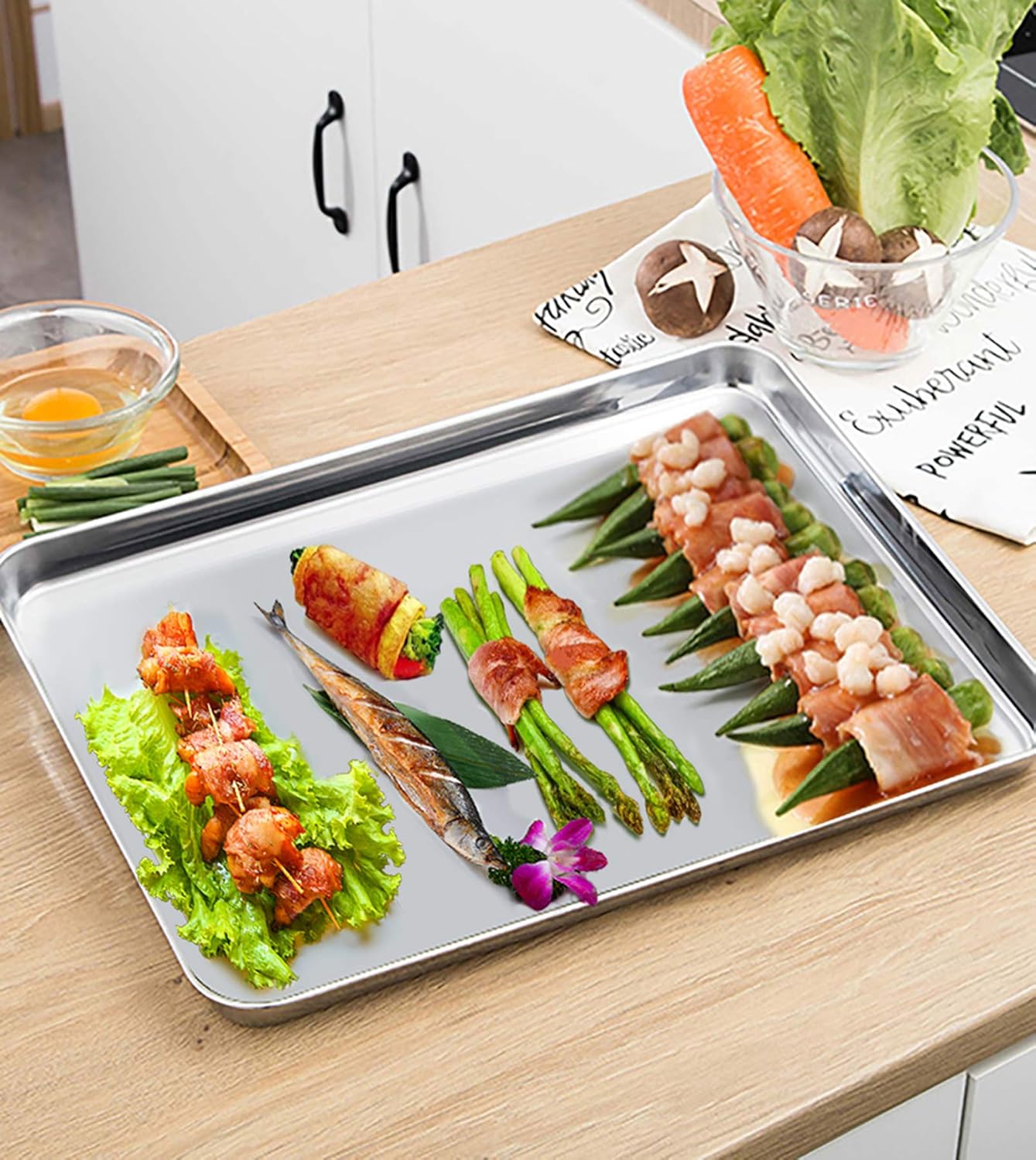 P&P CHEF Baking Sheet Pan Set - 19.6 Inch Stainless Steel Cookie Tray with Cooling Rack | Non-Toxic & Dishwasher Safe