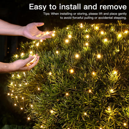 Suddus 360 LED Christmas Net Lights - Waterproof Connectable Green Wire for Outdoor Decoration | 12ft x 5ft