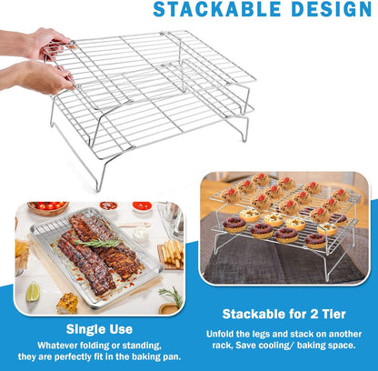 P&P CHEF 16-Inch Stainless Steel Baking Sheet Set - Includes 2 Pans & 2 Cooling Racks, Oven & Dishwasher Safe