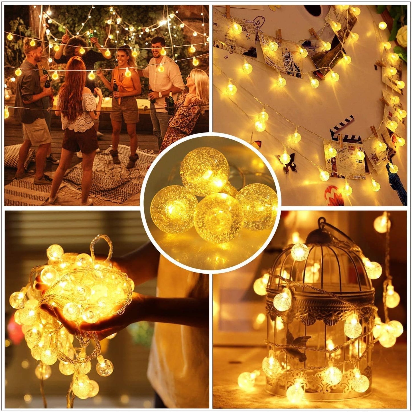 Skiennix Battery Operated Globe String Lights - 33 FT, 80 LED, Waterproof, 8 Modes with Remote Control | Indoor/Outdoor Fairy Lights for Home & Parties, Warm White