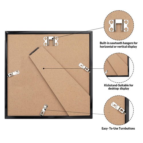 LaVie Home 8x8 Picture Frame for Wall Display, 8x8 Black Photo Frame with HD Plexiglas,8 x 8 Square Picture Frame 1 Pack, Display Frame for Vertical or Horizontal, Classic Collection