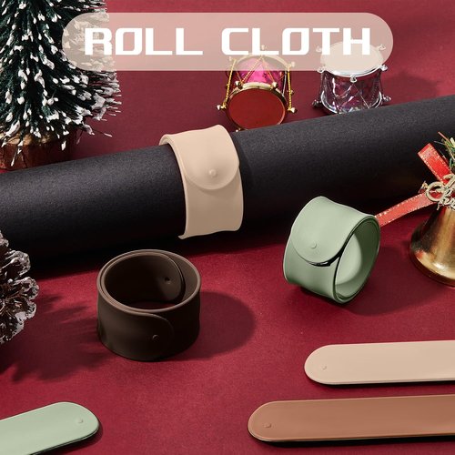 Charniol Wrapping Paper Roll Holder - 12 Pieces Silicone Covered Metal Strips | 1 x 9 Inch Stabilizer for Gift Storage (Earth Color)