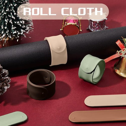 Charniol Wrapping Paper Roll Holder - 12 Pieces Silicone Covered Metal Strips | 1 x 9 Inch Stabilizer for Gift Storage (Earth Color)