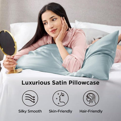 Bedsure Satin Pillowcases - Luxurious Silk-Like Queen Size Set of 2 | Light Turquoise, 20x30 Inches