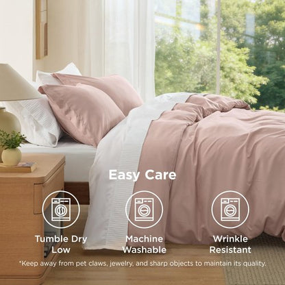 Bedsure Duvet Cover King Size - Soft Double Brushed Bedding Set for Kids & Adults, Zipper Closure, 3 Pieces, Includes 1 Duvet Cover (104"x90") & 2 Pillow Shams, NO Comforter, Dusty Rose