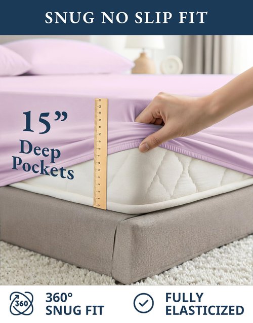 LANE LINEN 100% Organic Cotton Sustainably Produced Extra Large Twin Sheets for Hospital Bed, Fully Elasticized Reinforsed Seams, Machine Washable Deep Pocket Twin XL Bedding- Orchid Petal