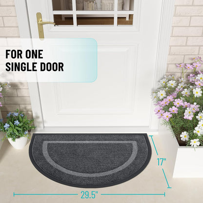 OLANLY Half Circle Door Mat - Waterproof All-Season Indoor/Outdoor Welcome Mat | 29.5x17, Grey
