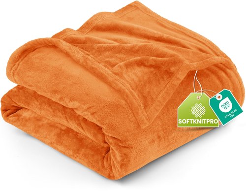 Utopia Bedding Fleece Blanket Queen Size Burnt Orange 300GSM Luxury Fuzzy Soft Anti-Static Microfiber Bed Blanket (90x90 Inch)