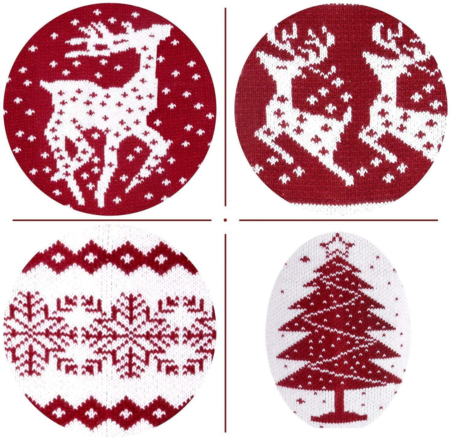 26-Inch Large Nordic Style Knitted Christmas Stockings in Burgundy/White for Stuffers & Mantel, Wall, & Staircase Decoration