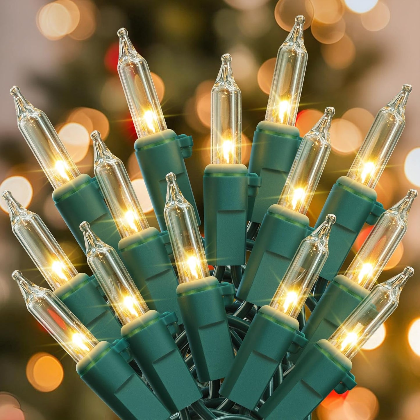 Woohaha Christmas Lights - 2 Pack 13ft 50 Count Warm White Incandescent String Lights for Indoor/Outdoor Decor