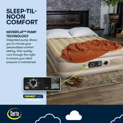 Serta Raised Air Mattress - Luxury Inflatable Design with Never Flat Pump | Heavy Duty Self-Inflating Comfort