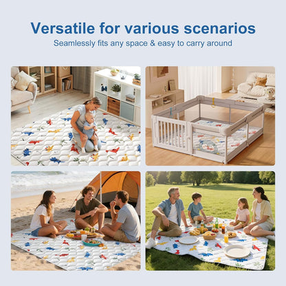 Odorless Premium Foam Baby Play Mat - Soft Hypoallergenic Crawling Mat | 50" x 50" Non-Slip Cushion for Infants & Toddlers