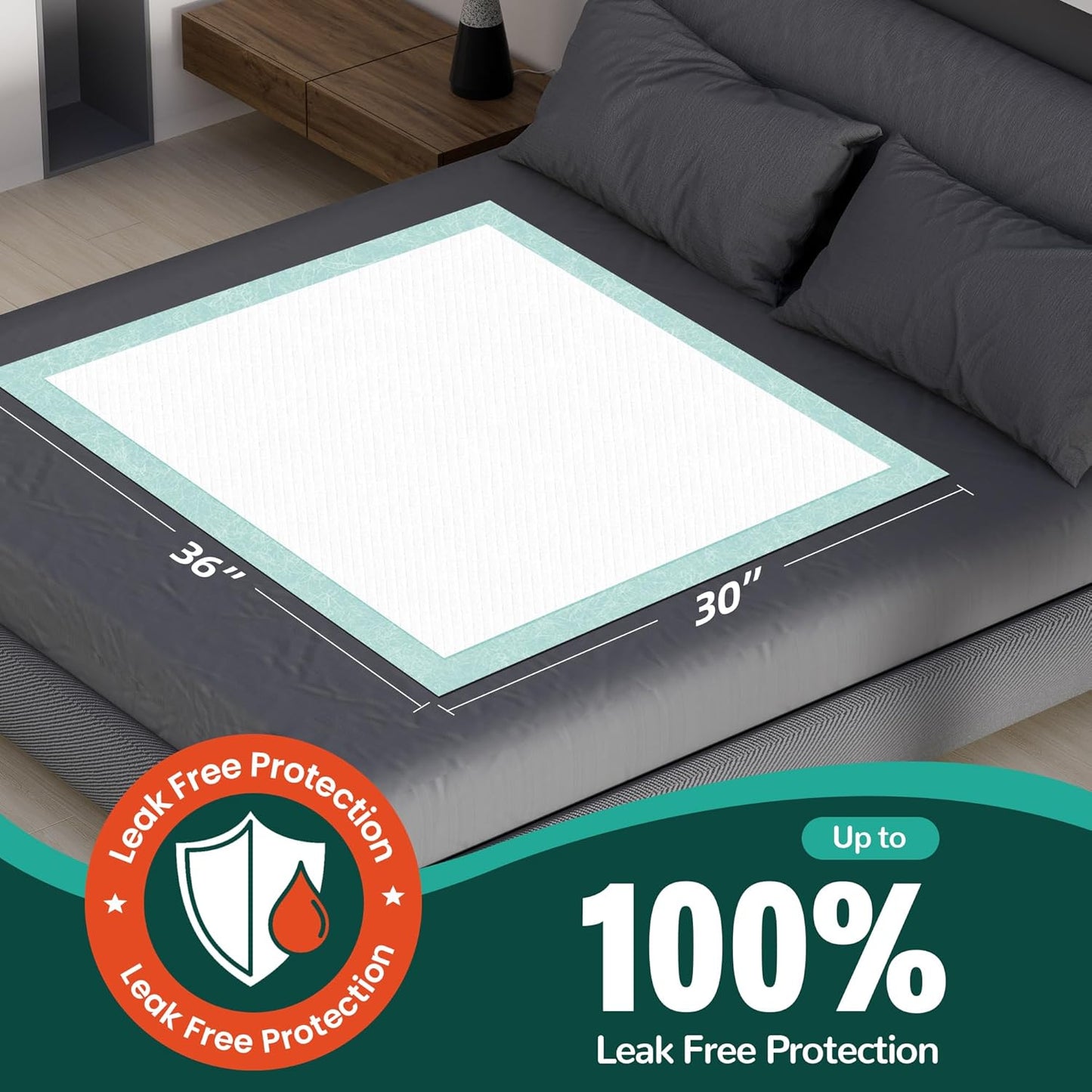 MILDPLUS Disposable Bed Pads - Extra Large 30''x36'' Incontinence Underpads with Adhesive Strips - 30 Count