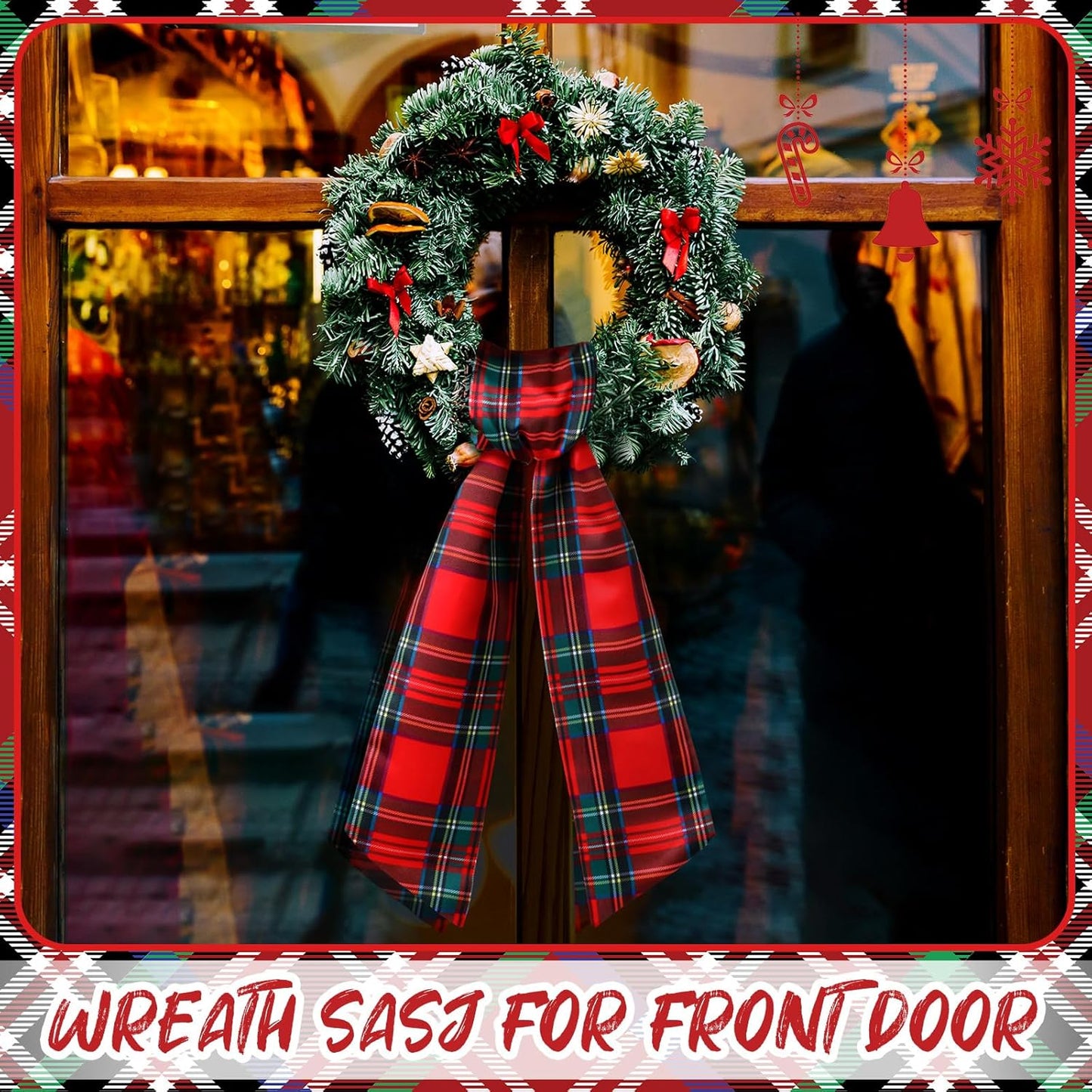 VitalCozy Christmas Wreath Sash - Satin Monogram Ribbon for Indoor/Outdoor Decor | Holiday Garland Accessory