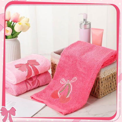 FuWeave Pink Hand Towels - 100% Cotton Soft & Absorbent Decorative Towels | 3 Pcs Set 13.7 x 29.5''
