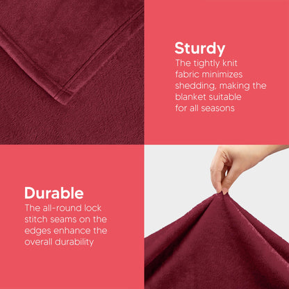 Utopia Bedding Fleece Blanket Twin Size Burgundy 300GSM Luxury Anti-Static Fuzzy Soft Microfiber Bed Blanket (60x80 Inch)