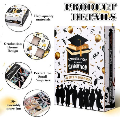 Glenmal Graduation Countdown Calendar Gift Box - 12 Days of Celebration for 2026 Graduates | Fill It Yourself (Black)