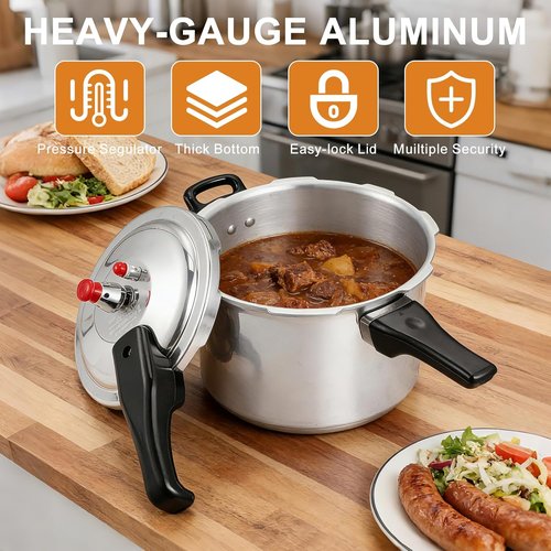 DOITOOL Aluminum Pressure Cooker - 2 Liters | Fast Cooking & Even Heat Distribution with Safety Valves