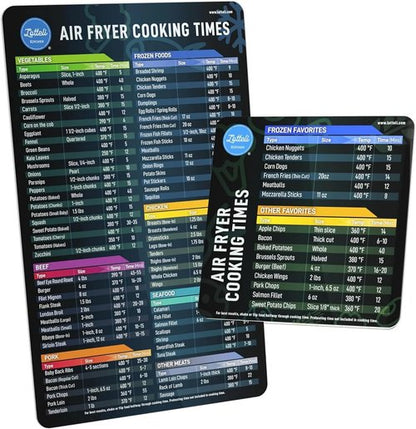 Air Fryer Magnetic Cheat Sheet Set | Easy-to-Use Cooking Guide with Strong Magnet - Black