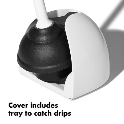 OXO Good Grips Toilet Plunger with Cover, White