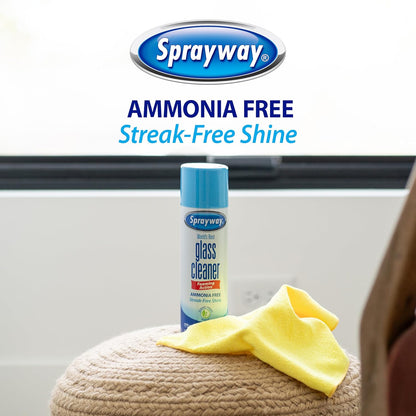 Sprayway Glass Cleaner - Ammonia-Free Foaming Aerosol Spray, 19oz, Pack of 2 | Streakless & Fast-Acting Clean | Fresh Scent, Removes Fingerprints & Dust