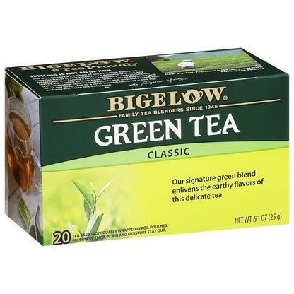 Bigelow Tea Classic Green Tea - Caffeinated, 20 Count Box | Pack of 6, Total 120 Tea Bags