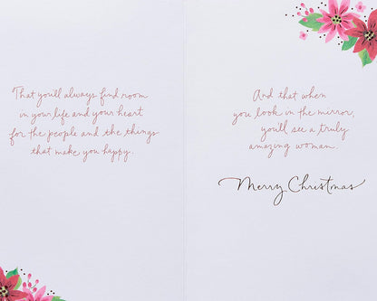 American Greetings Christmas Card - Festive Floral Design with Poinsettias for Daughter | Perfect Holiday Greeting