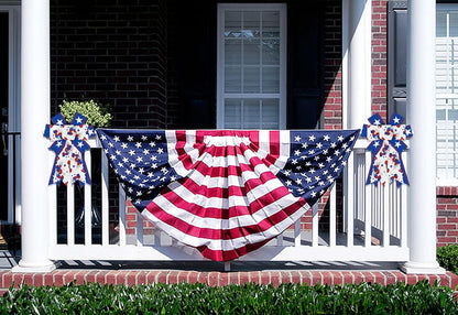 Skiennix Patriotic Wreath Bows - Red, White & Blue Burlap Flowers | 2PCS for 4th of July Decor